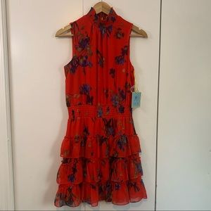 NEW CECE CYNTHIA STEFFE RED RUFFLED DRESS SZ M